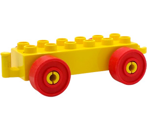 Duplo Bil Chassi 2 x 6 med Röd Hjul (Öppen koppling) (14639 / 74656)