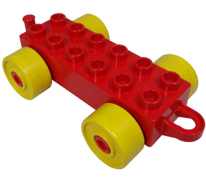 Duplo Car Chassis 2 x 6 with Yellow Wheels (Closed Hitch)