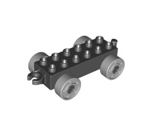 Duplo Car Chassis with Medium Stone Gray Wheels (2312 / 14639)