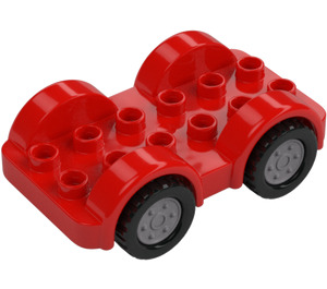 Duplo Car with Black Wheels and Silver Hubcaps (11970 / 35026)