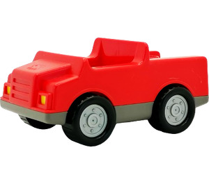 Duplo Car with Dark Gray Boase and pearl light gray hub caps