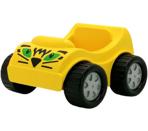 Duplo Car with Tiger Face and Yellow Wheels (76378)