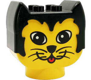 Duplo Gato Cabeza con Oval Ojos y Whiskers