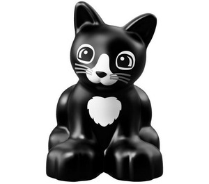 Duplo Cat (Sitting) with Whiskers and White Chest (29122)