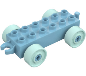 Duplo Chassis 2 x 6 with Light Blue Wheels (14639)