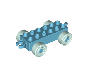 Duplo Chassis 2 x 6 with Light Blue Wheels (14639)