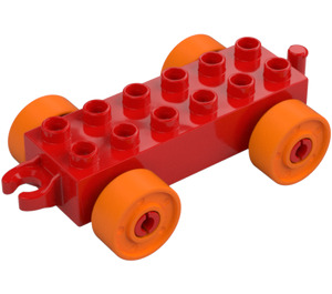 Duplo Chassis 2 x 6 met Oranje Wielen (2312 / 14639)