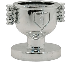 Duplo Chroom zilver Trophy Beker met "1" met gesloten handgrepen (15564 / 73241)