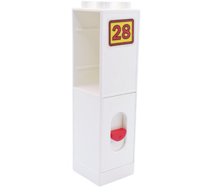 Duplo Column 2 x 2 x 6 mit drawer Schlitz und Rot doorbell mit number '28' sign Aufkleber (75179)