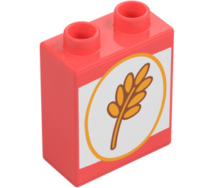 Duplo Korall Kloss 1 x 2 x 2 med Wheat logotyp (4066)