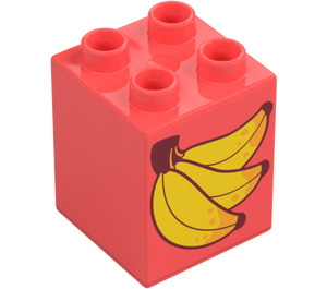 Duplo Coral Brick 2 x 2 x 2 with Bananas (31110 / 105427)