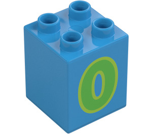 Duplo Donker azuurblauw Steen 2 x 2 x 2 met '0' (28935 / 31110)