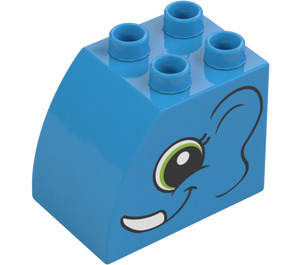 Duplo Dark Azure Brick 2 x 3 x 2 with Curved Side with Elephant Head (11344 / 36733)