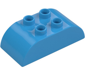 Duplo Dark Azure Brick 2 x 4 with Curved Sides (98223)