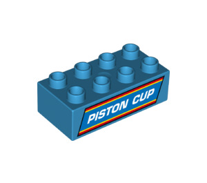 Duplo Dark Azure Backstein 2 x 4 mit Piston Cup (3011 / 33328)