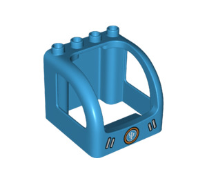 Duplo Tmavě azurová Cabin 4 x 4 x 3 s Úzký lights a circular Mřížka (24179 / 26276)
