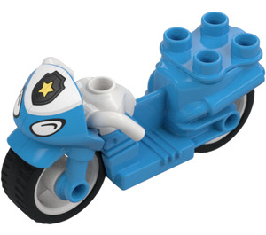 Duplo Dark Azure Motor Cycle with Police Badge (81434)