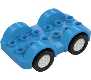 Duplo Dark Azure Wheelbase 2 x 6 with White Rims and Black Wheels (35026)