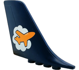 Duplo Dark Blue Tail Fin 2 x 10 x 5 with Airplane in Cloud (53491 / 62945)