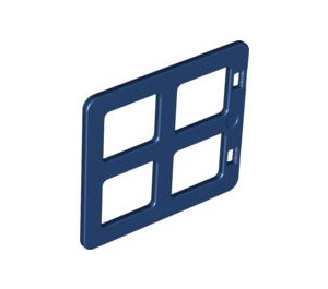 Duplo Dark Blue Window 4 x 3 with Bars with Same Sized Panes (90265)