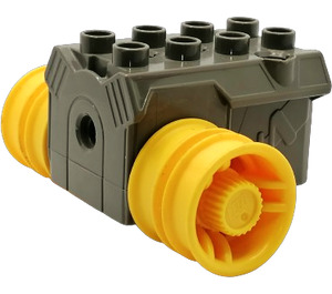 Duplo Gris Foncé Toolo Pullback Motor 3 x 4 avec Jaune roues