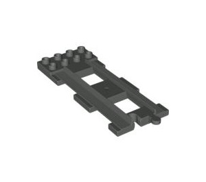 Duplo Dark Gray Train Track with Plate (31442)