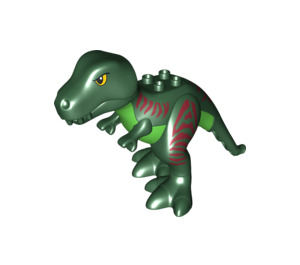 Duplo Tmavě zelená Tyranosaurus Rex s Žlutá Oči a Tmavě zelená Pruhy (60764)