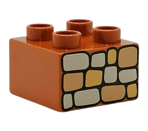 Duplo Orange Sombre Brique 2 x 2 avec Stones (3437 / 45422)