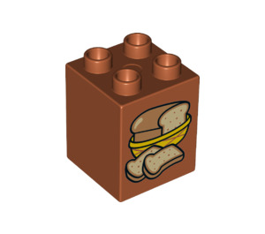 Duplo Dark Orange Brick 2 x 2 x 2 with Bread (24989 / 31110)