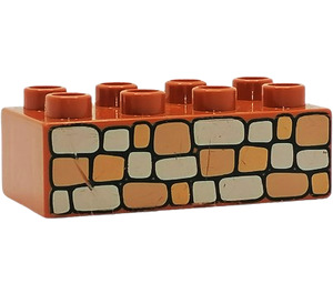 Duplo Orange sombre Brique 2 x 4 avec Stone mur (3011)