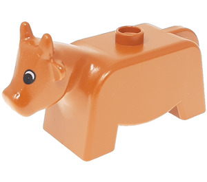 Duplo Dark Orange Cow with Black and White Eyes (4010)