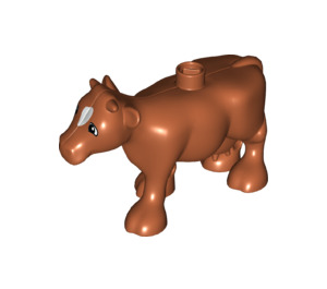 Duplo Dark Orange Cow with White Patch on Head (16097)