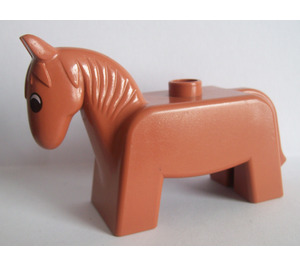 Duplo Dark Orange Horse with black eyes (81649)