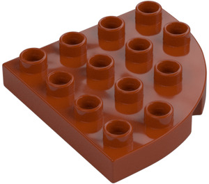 Duplo Orange Sombre assiette 4 x 4 avec Rond Pièce de monnaie (98218)