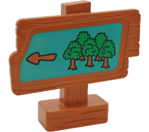 Duplo Dark Orange Road Sign with Trees (31283)