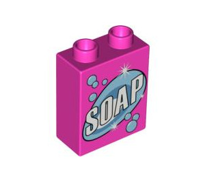 Duplo Dark Pink Brick 1 x 2 x 2 with Soap without Bottom Tube (4066 / 61258)