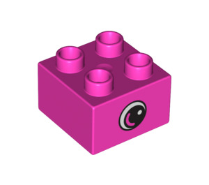 Duplo Dark Pink Brick 2 x 2 with Eye (10517 / 10518)