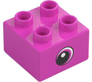 Duplo Dark Pink Brick 2 x 2 with Eye looking left (37396 / 37397)