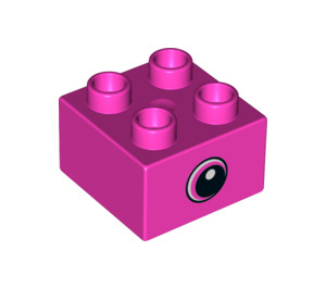 Duplo Dark Pink Brick 2 x 2 with Eye looking left (37396 / 37397)