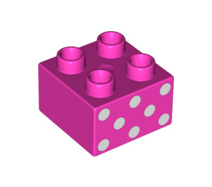 Duplo Dark Pink Brick 2 x 2 with White Spots (3437 / 13135)