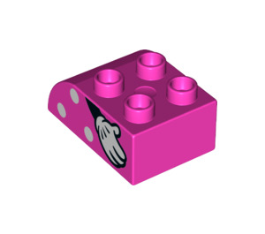 Duplo Dark Pink Brick 2 x 3 with Curved Top with spots and glove right (2302 / 43809)