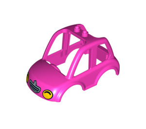 Duplo Rosa oscuro Coche Parte superior con Amarillo Headlights (15975 / 15983)