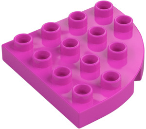 Duplo Dunkelpink Platte 4 x 4 mit Rund Ecke (98218)