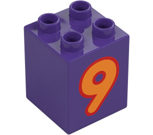 Duplo Mørke lilla Klods 2 x 2 x 2 med '9' (13172 / 28937)