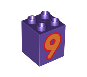 Duplo Violet foncé Brique 2 x 2 x 2 avec '9' (13172 / 28937)