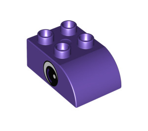 Duplo Dark Purple Brick 2 x 3 with Curved Top with Eye with Small White Spot (10446 / 13858)