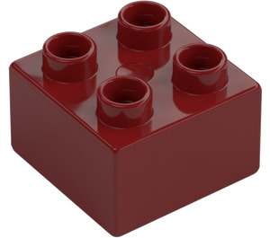 Duplo Ciemno czerwony Cegła 2 x 2 (3437 / 89461)