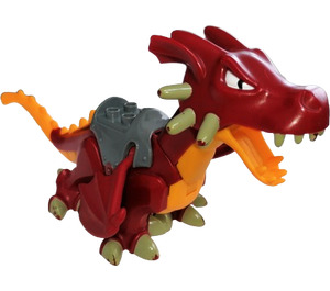 Duplo Dunkelrot Drachen Groß mit Bright Licht Orange Underside (51762)