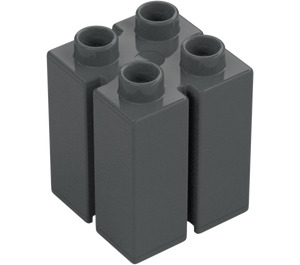 Duplo Tmavě kamenná šedá 2 x 2 x 2 s Slits (41978)