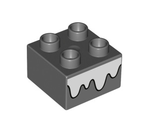 Duplo Ciemny kamienny szary Cegła 2 x 2 z Biały Snow (1364 / 3437)